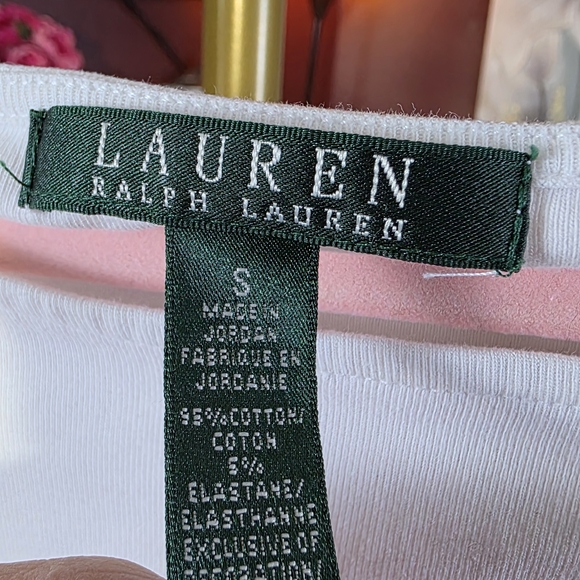 Lauren Ralph Lauren White Lace Cap Sleeve Knit Top Sz Small - Picture 2 of 5
